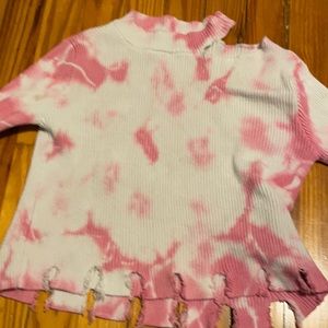 Pink tie die sweater